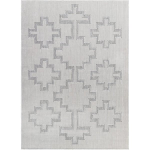 Livabliss Long Beach Gray/Light Gray Tribal 7 ft. x 9 ft. Indoor/Outdoor Area Rug