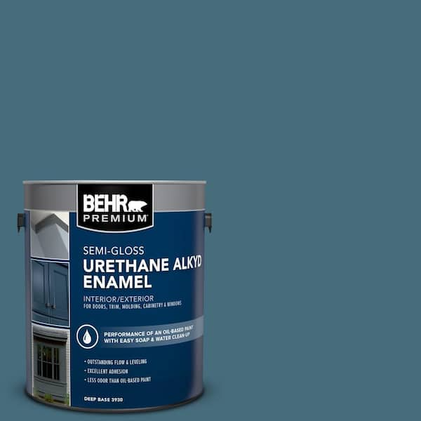 BEHR PREMIUM 1 gal. #S480-6 Poseidon Urethane Alkyd Semi-Gloss Enamel Interior/Exterior Paint