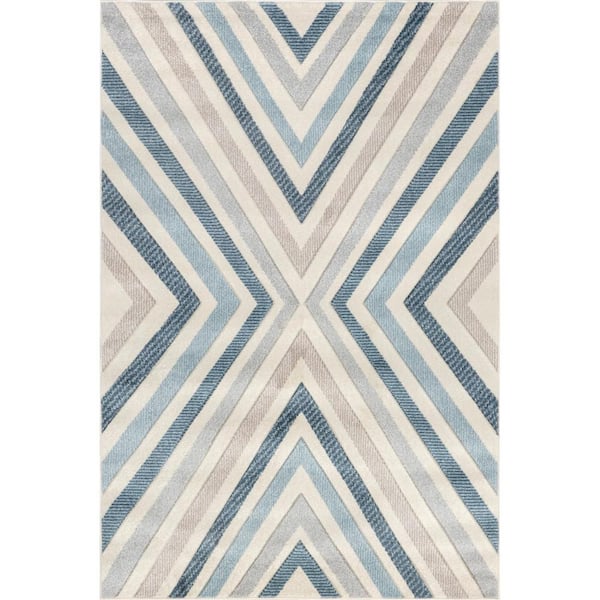 nuLOOM Neveah Blue 2 ft. x 8 ft. Contemporary Abstract Runner Rug