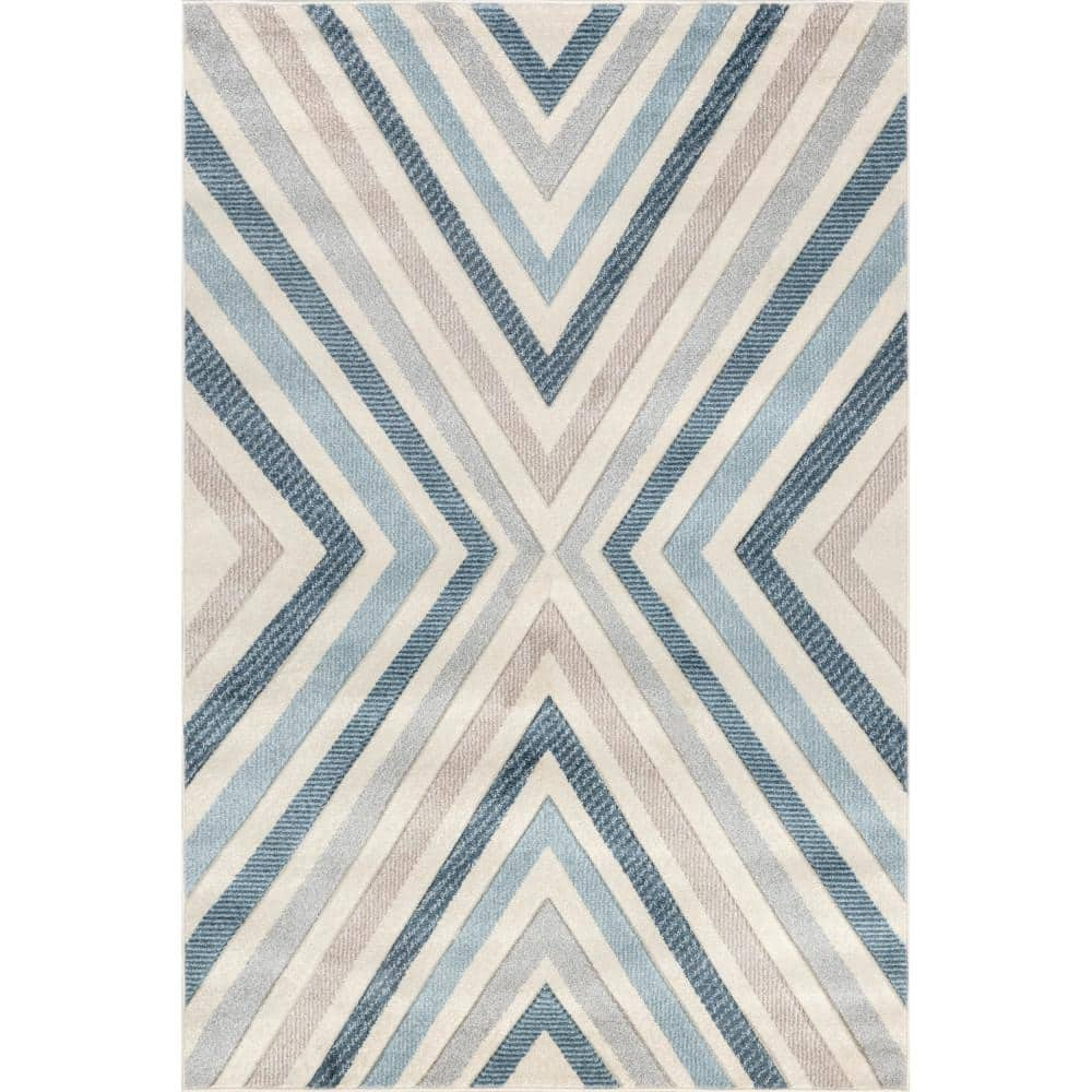 nuLOOM Neveah Blue 7 ft. x 9 ft. Contemporary Abstract Area Rug