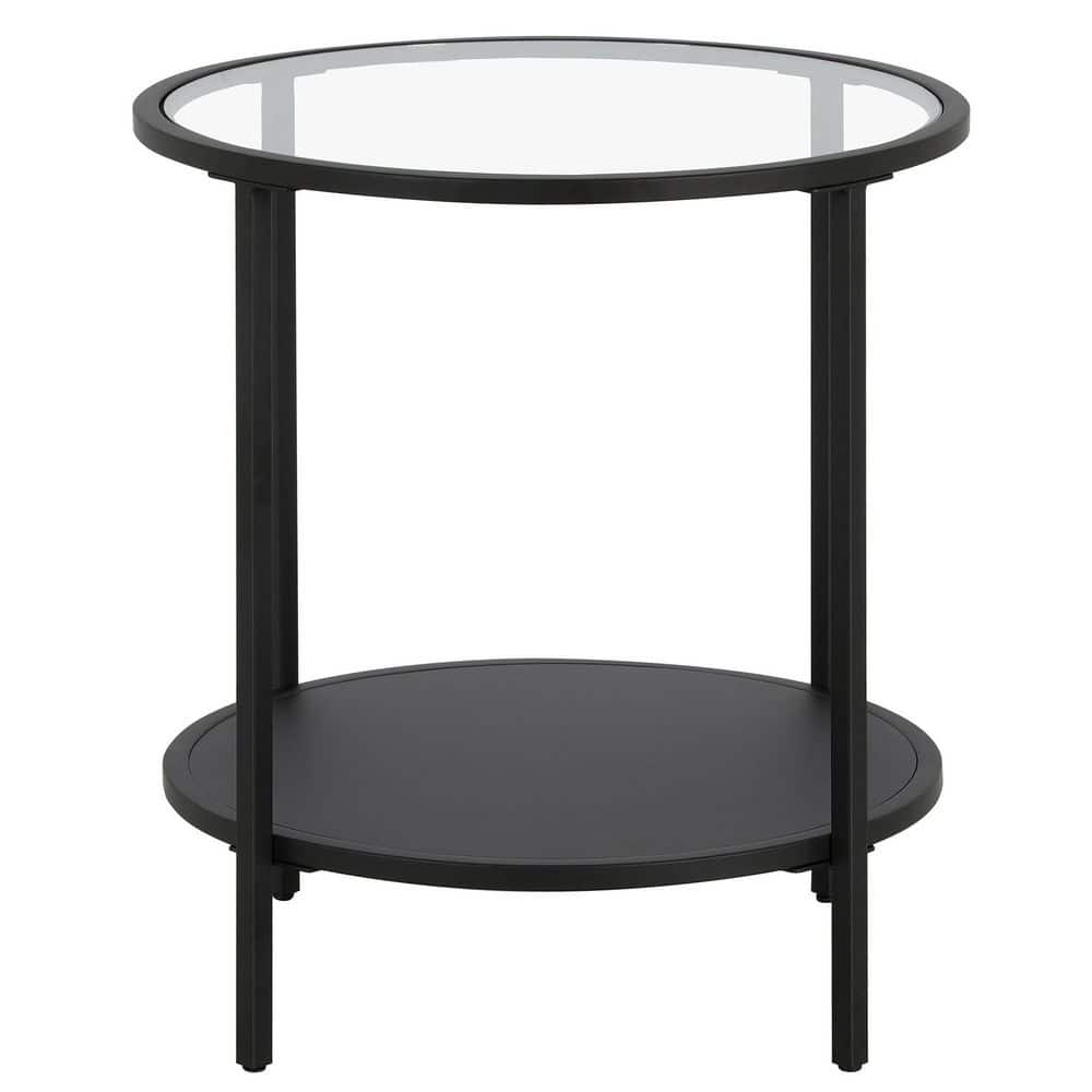 Meyer&Cross Sivil 20 in. Blackened Bronze Round Glass Side Table with Metal  Shelf ST1767 - The Home Depot