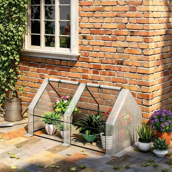 6 ft. x 3 ft. Portable Mini Greenhouse, Outdoor Garden Hot House with Zipper Doors & PE Cover