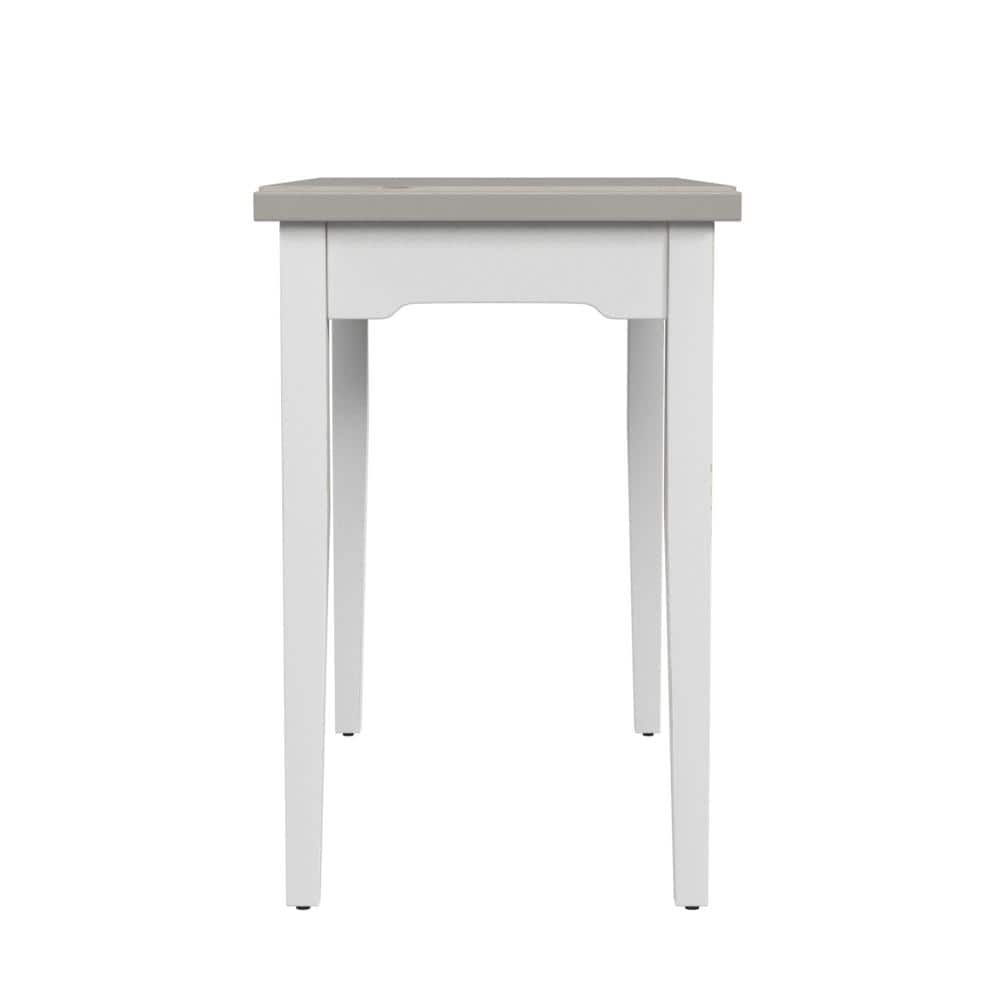 White Wood Writing Desk with Single Drawer, Farmhouse Style