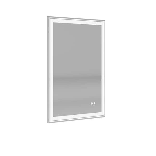 Unbranded 28 in. W x 36 in. H Rectangular Frameless Anti-Fog LED Lighted Wall Bathroom Vanity Mirror in White