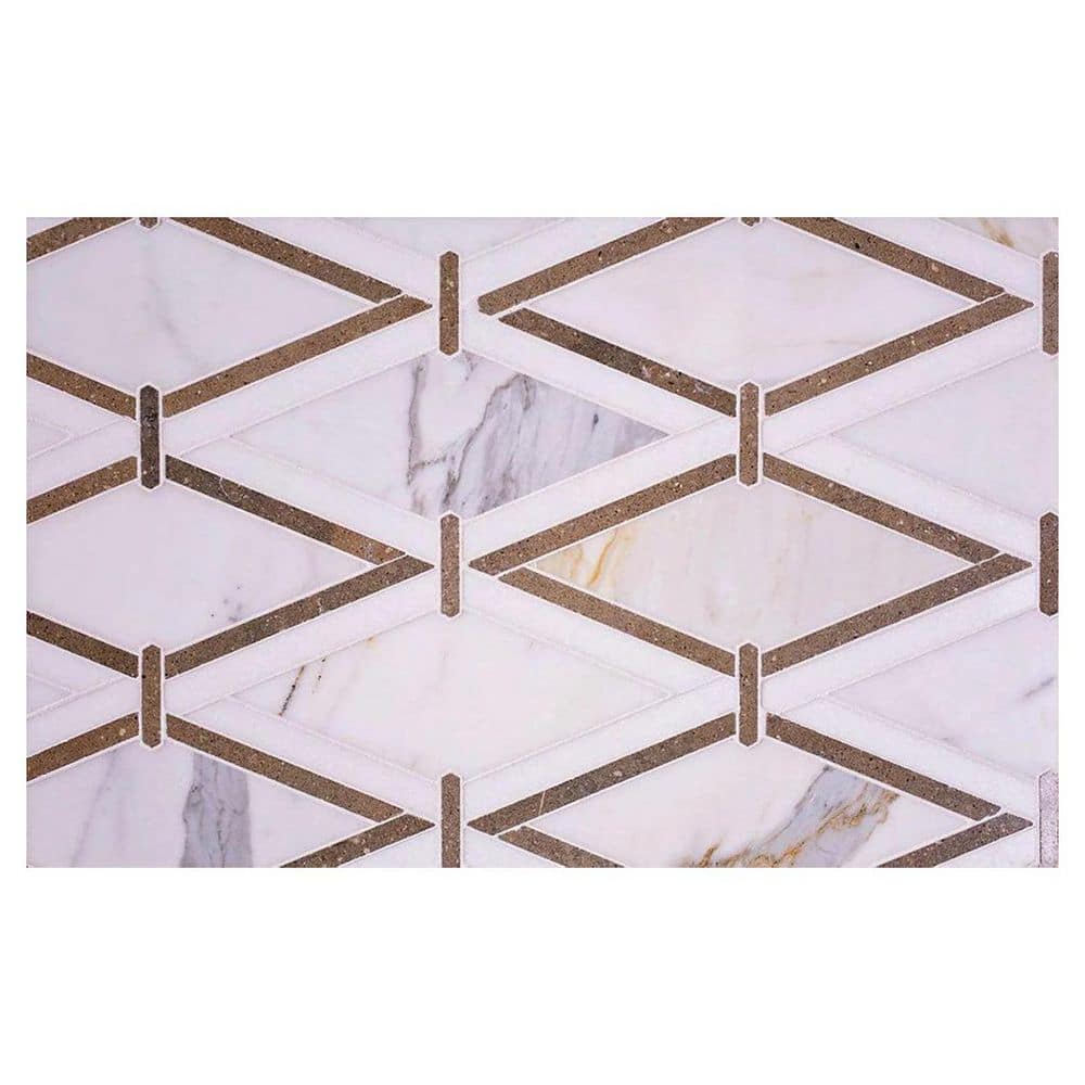 Serena 10 in. x 13 in. Polished White Gray Calacatta, Thassos, Lagos Mosaic Wall and Floor Tile (4.68 sq ft/case)-5 Pack price history on PriceWatchPro