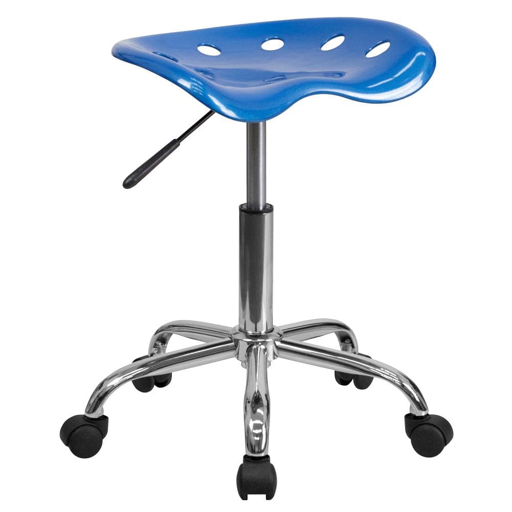 LF215BRIGHTBLUEGG Flash Furniture Vibrant Bright Blue & Chrome Drafting Stool 