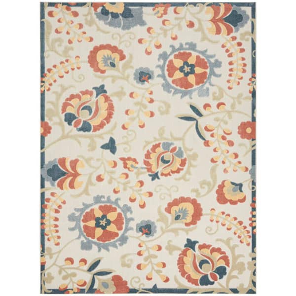 Aloha Grey Multicolor 8 ft. x 11 ft. Floral Contemporary Area Rug