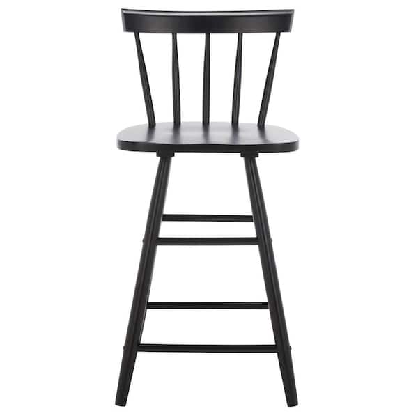 SAFAVIEH Tally 25 in. Black Wood Counter Stool