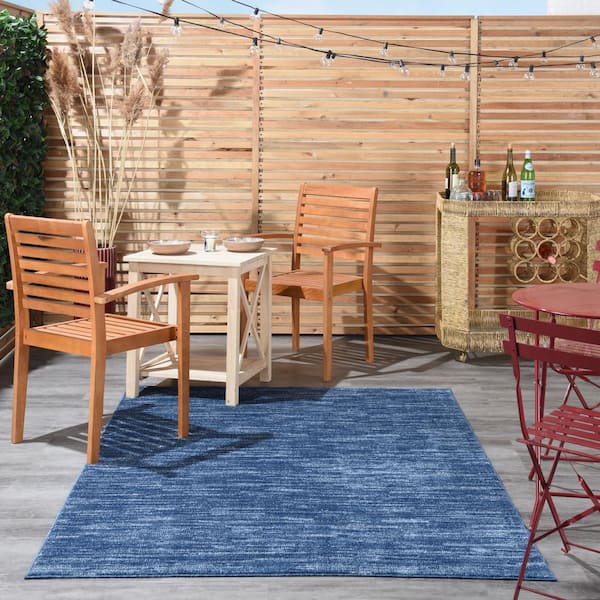 Essentials 4 ft. x 6 ft. Navy Blue Solid Contemporary Indoor/Outdoor Patio Area Rug