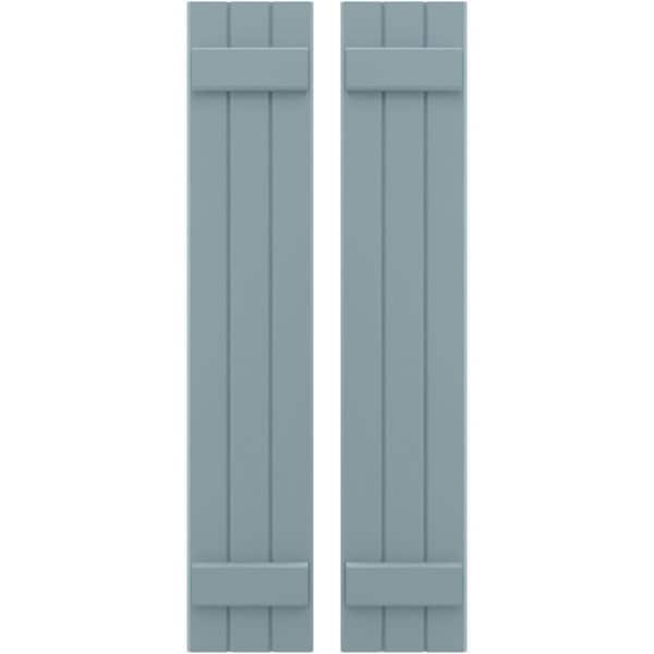 Ekena Millwork 10-1/2 in. W x 70 in. H Americraft 3 Board Exterior Real Wood Joined Board and Batten Shutters Peaceful Blue