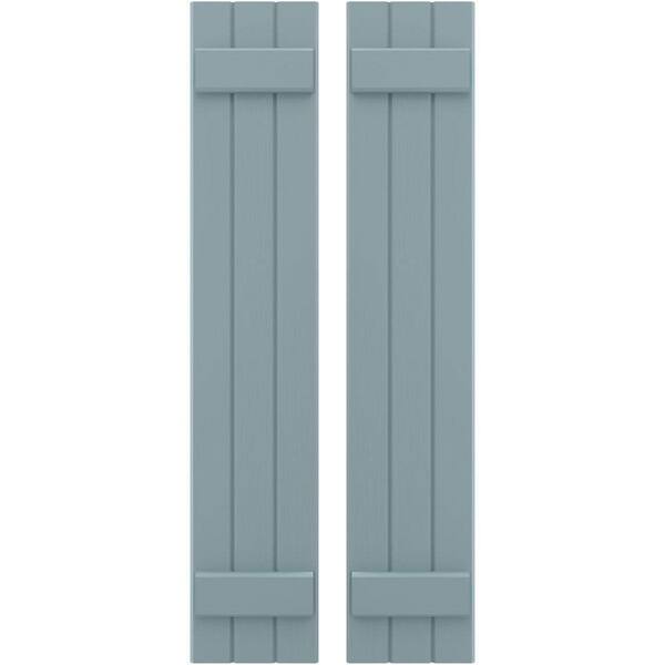Ekena Millwork 10-1/2 in. W x 75 in. H Americraft 3 Board Exterior Real Wood Joined Board and Batten Shutters Peaceful Blue