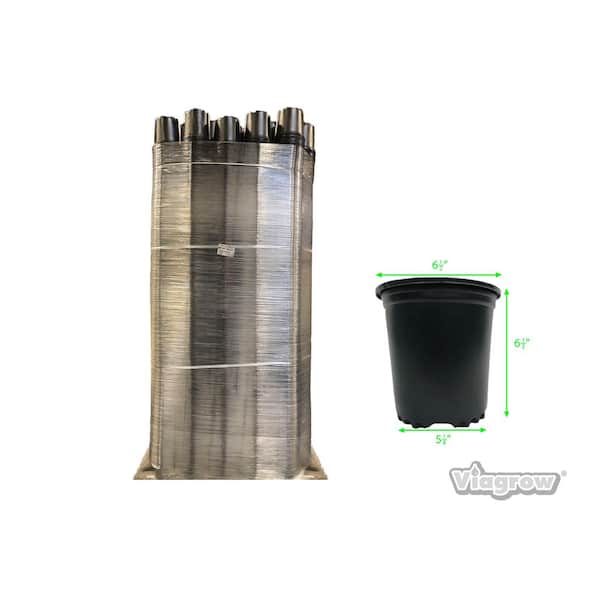 Viagrow 6 in. x 6in. x 5in., 1/2 Gal. Nursery Pots (15,080/Pallet), Indoor/Outdoor Plastic Plant Pots, Black