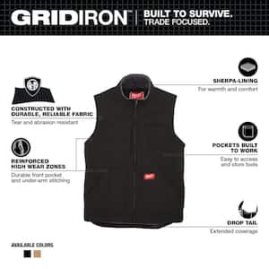 Men's X-Large Black Heavy-Duty Sherpa-Lined Vest with 5-Pockets