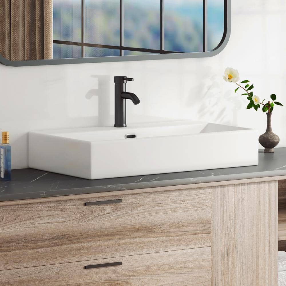 Turner 30" White Ceramic Wall-Mount Rectangular Sink