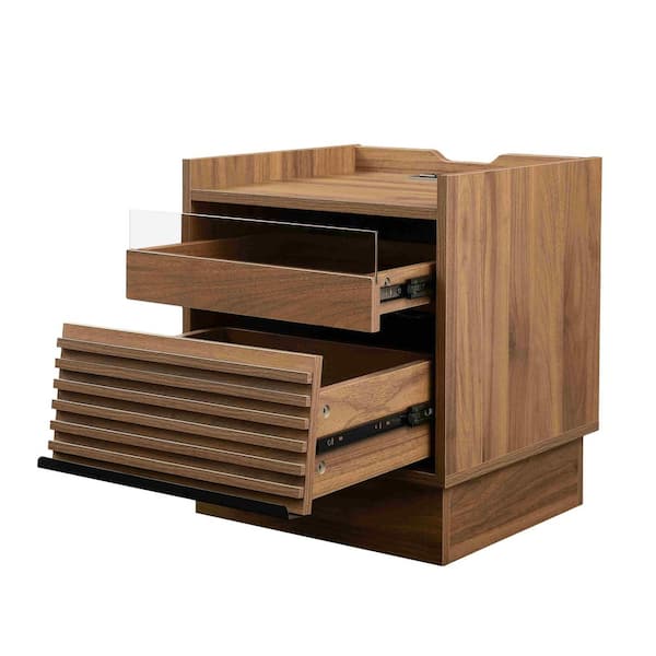 Brown 2 Drawers 17 in. W Nightstand