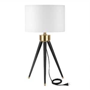 Jaiquez 22.8 in. H Metal Tripod Table Lamp with Linen Shape