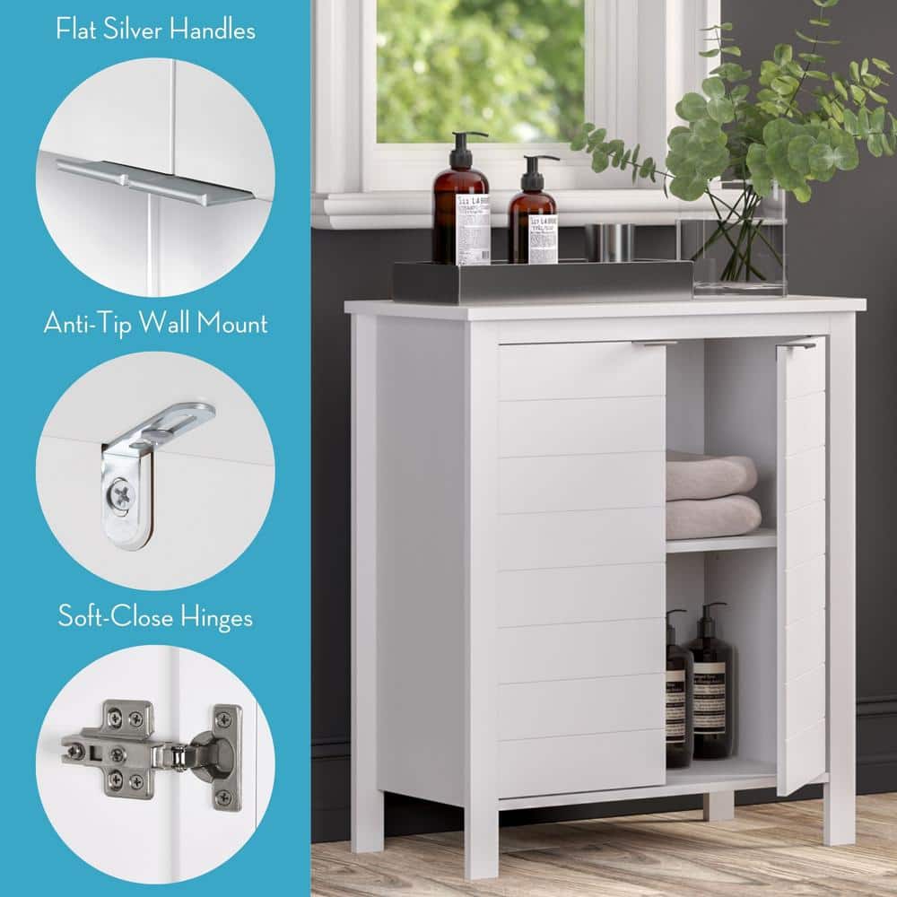 White MDF Living Room Cabinet with Adjustable Shelving