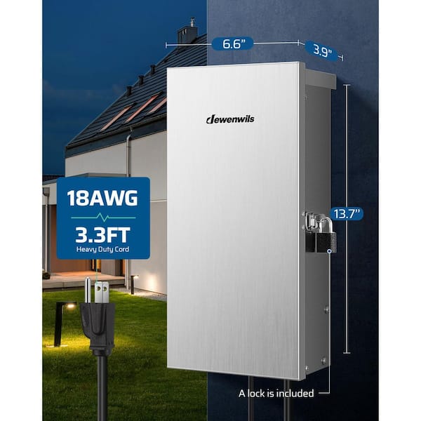 300 Wattage Wi-Fi Low Voltage Stainless Steel Landscape Lighting Transformer with 3-Zones for Outdoor Lights, FCC Listed