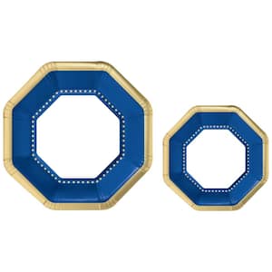 10.25 in. and 7.5 in. Octagonal Bright Royal Blue Premium Plates Multipack (40-Piece)