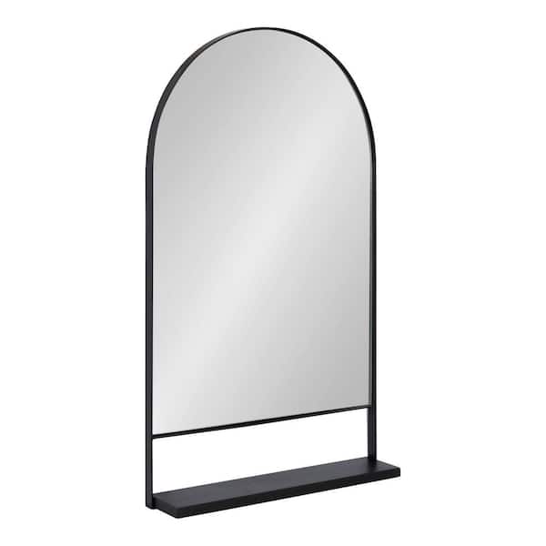 Kate and Laurel Chadwin 34.25 in. x 20 in. Modern Arch Black Framed Decorative Wall Mirror