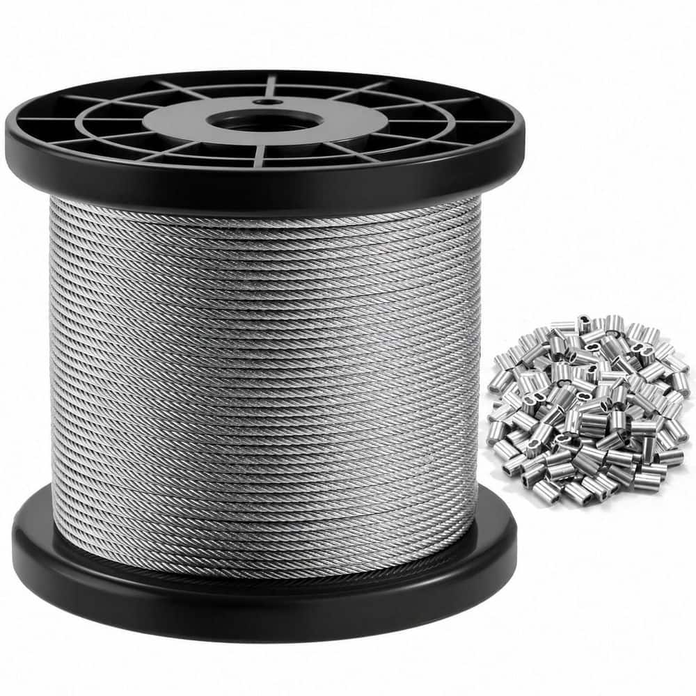 1/16 in x 1000 ft Stainless Steel Wire Rope Cable with 300 Crimping Sleeves for Outdoor DIY Projects price history on PriceWatchPro