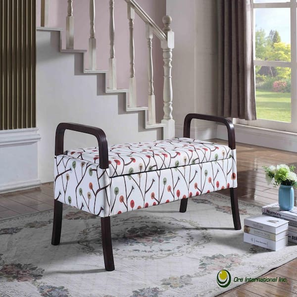 ORE International Multicolored Wooden Arm Storage Bench