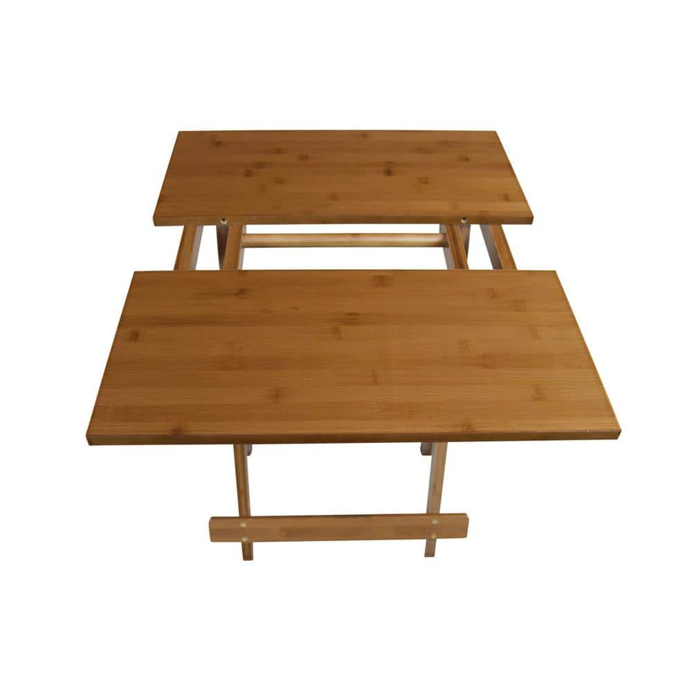 Caramel Bamboo 20'' Folding Portable Side Table