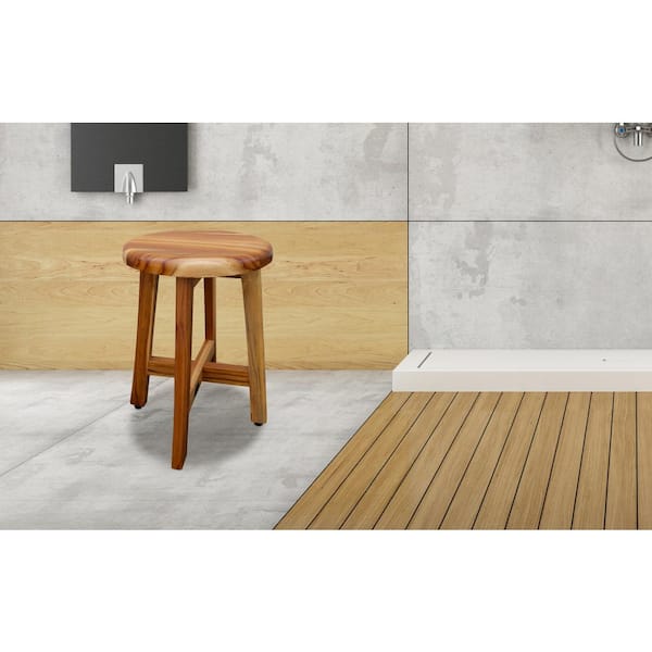 Round teak best sale shower stool