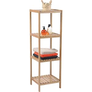 13 in. W Multi-Use Shelving Unit Tower 4-Shelves Ecobio in Bambo