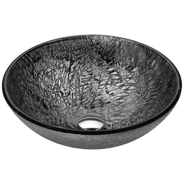 ANZZI Arc Series Round Glass Vessel Sink in Arctic Sheer