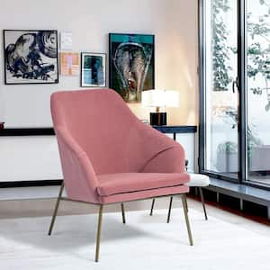 Lowry Pink Velvet Upholstered Arm Accent Chair with Removable Cushion