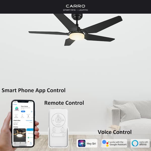 Beaumont 52 in. Dimmable LED Indoor/Outdoor Black Smart Ceiling Fan with Light and Remote, Works with Alexa/Google Home