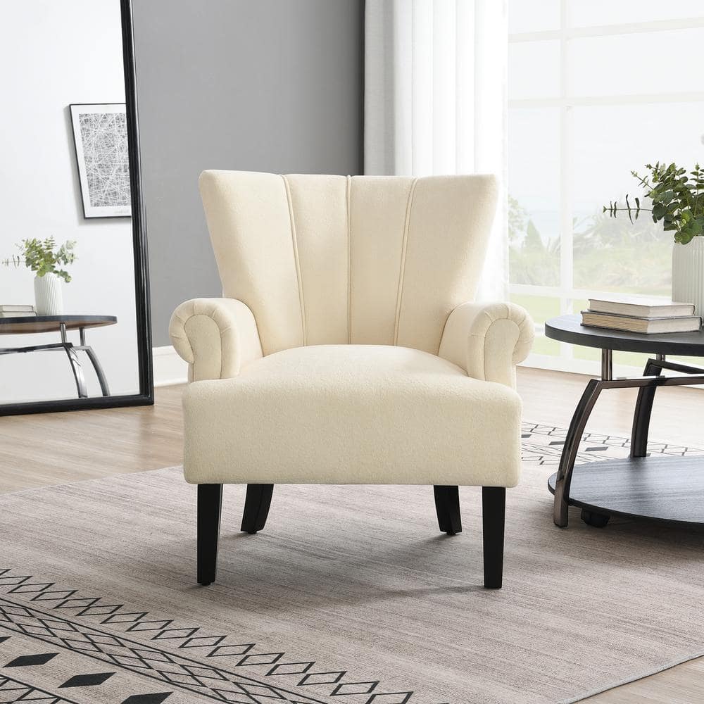 Beige Polyester Arm Chair, Modern Living Room Sofa Chairs, Club Chair with 