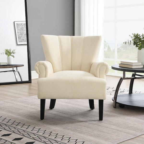 Unbranded Beige Polyester Arm Chair, Modern Living Room Sofa Chairs, Club Chair with Channel Back, Accent Chair for Living Room