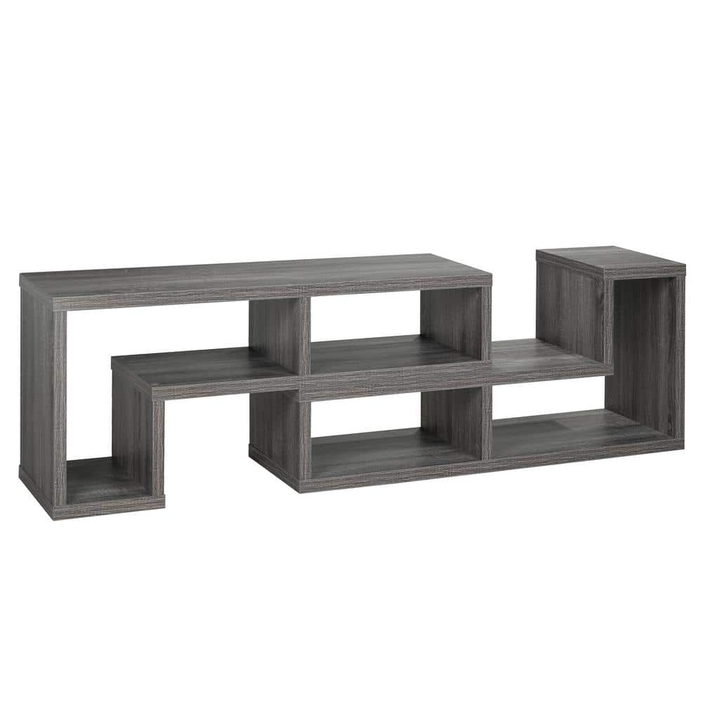 Brassex 83 in. Multiple Configuration TV Stand Grey Fits TVs upto 70 in.