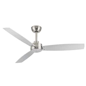 52 in. Outdoor/Indoor Nickel 3 Blade Double-Sided Page Modern Ceiling Fans with Remote