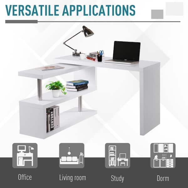 HOMCOM Contemporary Rotating Office Desk White