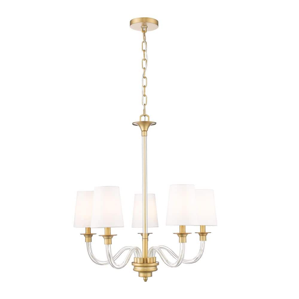 Katerina 5 Light Rubbed Brass Shaded Empire Chandelier for Indoor Use with 