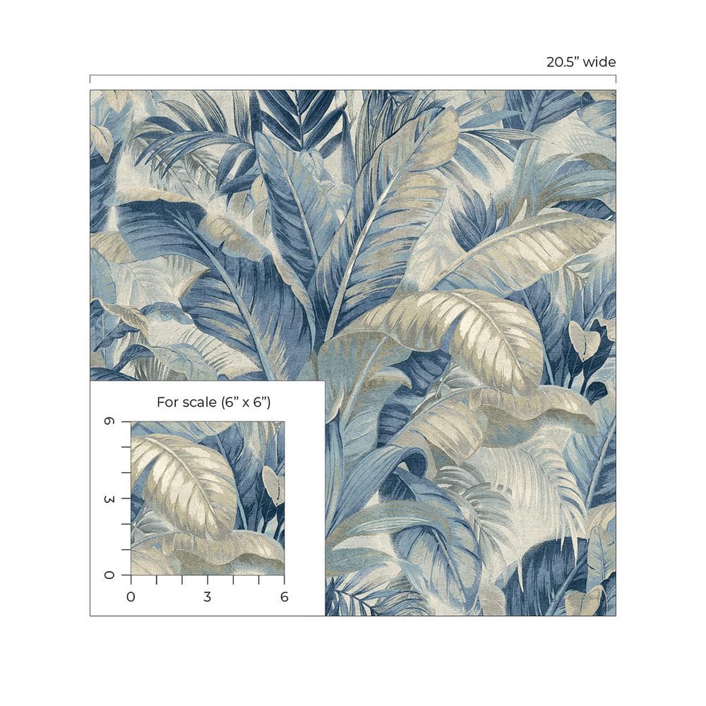 Luna Blue Tropical Palm Self-Adhesive Vinyl Wallpaper