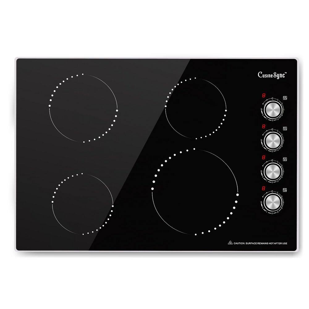 30 in. 4 Elements Ceramic Glass Surface Radiant Electric Cooktop in Black with Knobs price history on PriceWatchPro