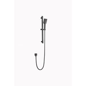 2-Spray Patterns with 2.5 GPM 7.87 in. Wall Mounted Square Handheld Shower Head with Sliding Bar in Matte Black