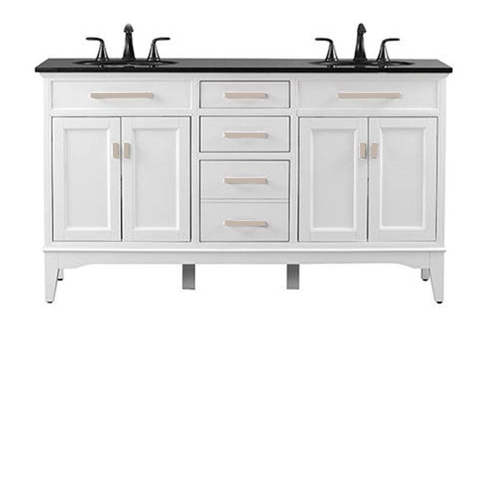 Reviews For Home Decorators Collection Manor Grove 61 In W Double Bath Vanity In White With Granite Vanity Top In Black With White Sink 13213 Vs61a Wt The Home Depot