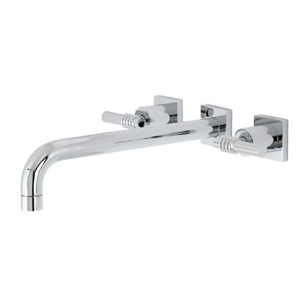 Kingston Brass Milano 2-Handle Wall Mount Roman Tub Faucet in Polished Chrome (Valve Included)
