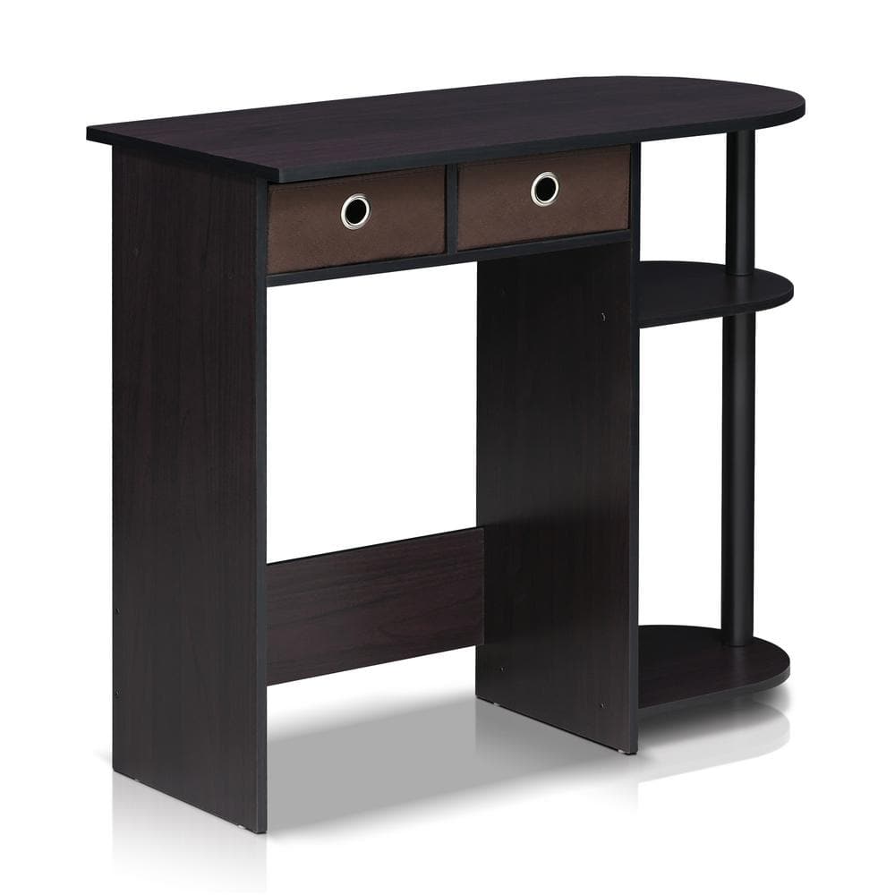 Modern Walnut Wood Computer Desk with Dual Drawers