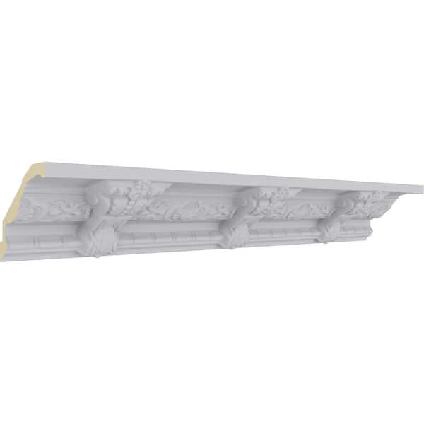 Ekena Millwork 6-1/4 in. x 5-1/4 in. x 94-1/2 in. Polyurethane Monique Crown Moulding