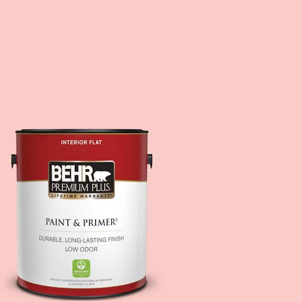 BEHR PREMIUM PLUS 1 gal. #160C-2 Flush Pink Flat Low Odor Interior Paint & Primer