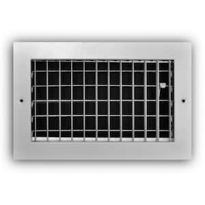 10 in. x 6 in. 1-Way Aluminum Adjustable Wall/Ceiling Register in White
