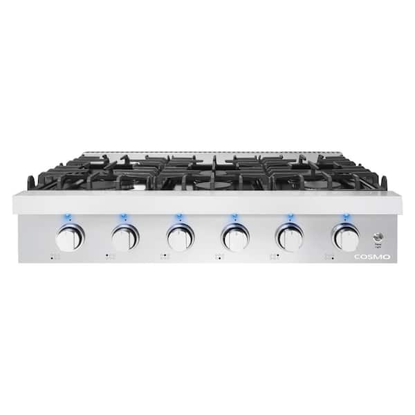 Cosmo 36 in. Gas Cooktop in Stainless Steel with 6 Burners