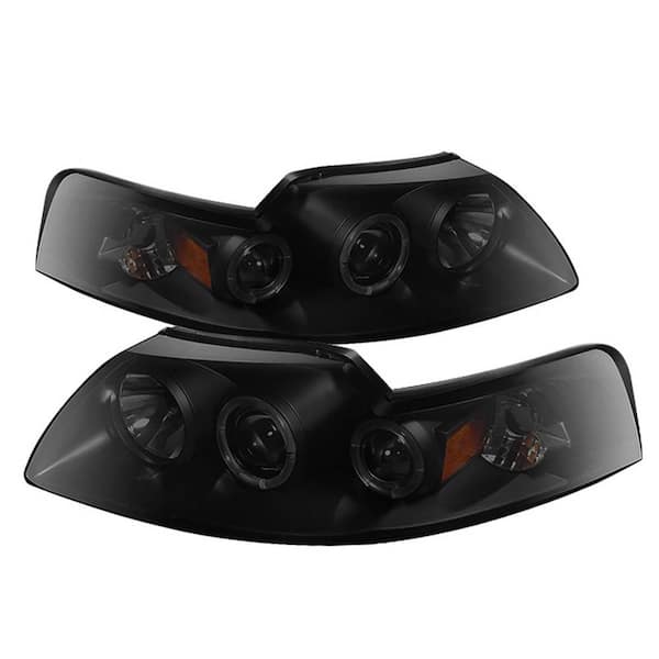 Ford Mustang 99-04 Projector Headlights - LED Halo - Black Smoke - High H1  (Included) - Low H1 (Included)