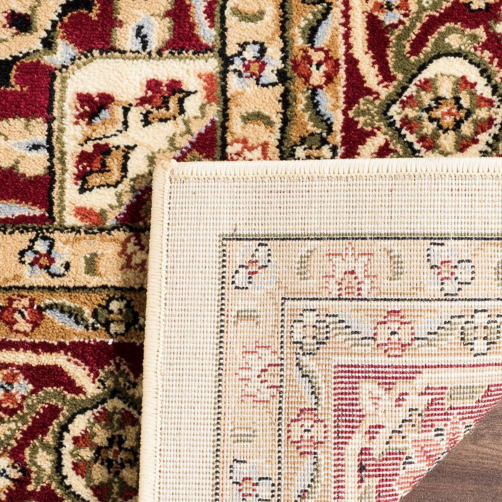 Ivory and Red Floral Safavid Style Rectangular Area Rug